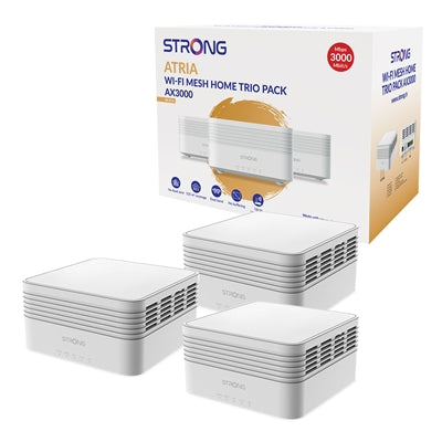 Strong MESHTRIAX3000UK AX3000 WiFi 6 Mesh System 3-Pack - 5000sqft Strong MESHTRIAX3000UK AX3000 WiFi 6 Mesh System 3-Pack - 5000sqft